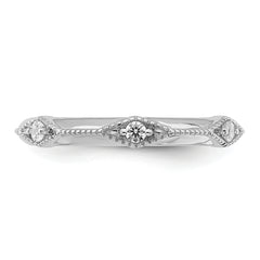 14k White Gold Polished Knife Edge Diamond Ring