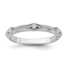 14k White Gold Polished Knife Edge Diamond Ring