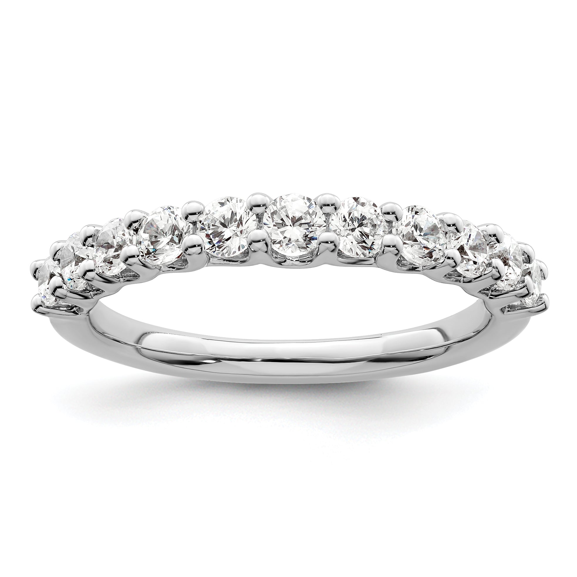 14k White Gold 3/4 carat Lab Grown Diamond VS/SI+ G+ Eleven Stone Complete Fashion band