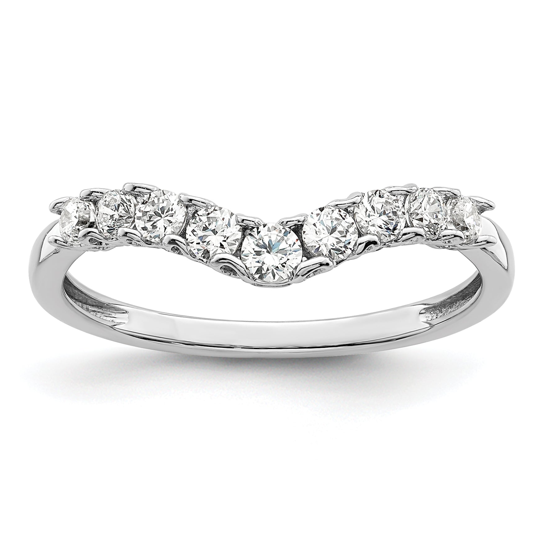 14k White Gold 3/8 carat Lab Grown Diamond VS/SI+ G+ Complete Concaved Band