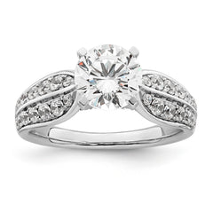 14k White Gold 2 1/8 carat Lab Grown Diamond VS/SI+ G+ Round Complete Engagement Ring