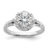 14k White Gold 1/3 carat Lab Grown Diamond VS/SI+ G+ 1 carat Center Round Semi Mount Halo Engagement Ring