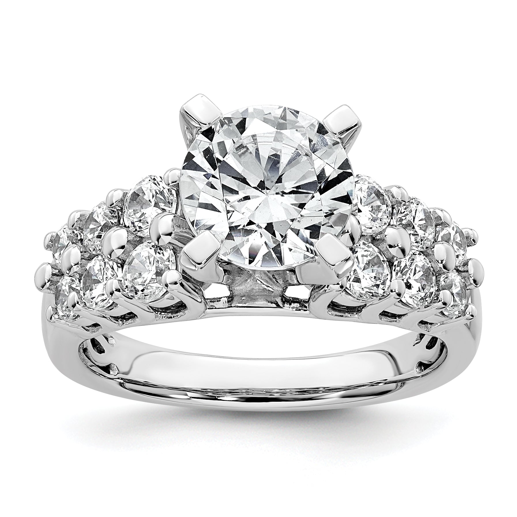 14k White Gold 2 7/8 carat Certified Lab Grown Diamond VS+ F+ Round Complete Engagement Ring