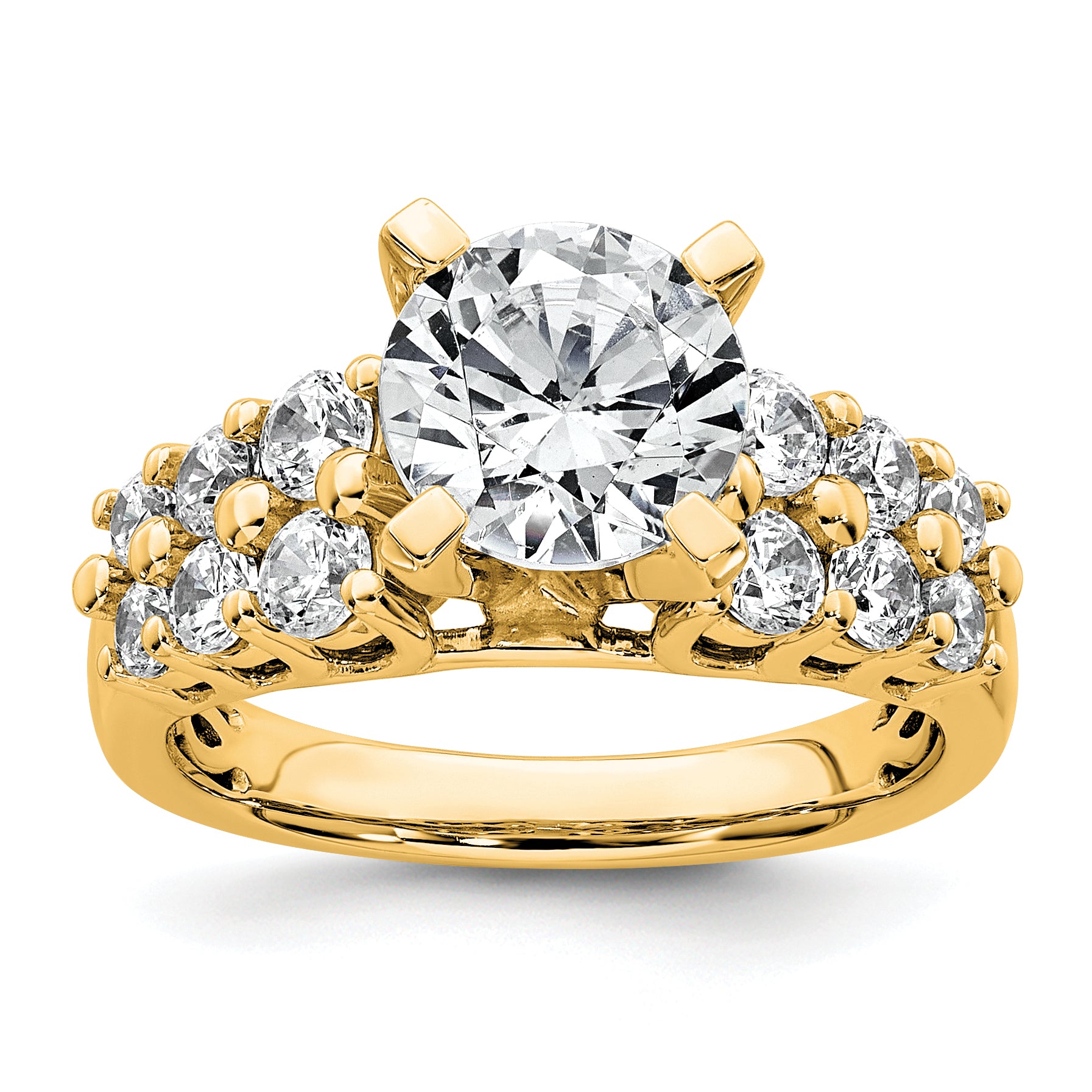 14k 2 7/8 carat Certified Lab Grown Diamond VS+ F+ Round Complete Engagement Ring