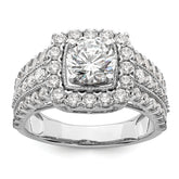 14k White Gold 1 1/3 carat Lab Grown Diamond VS/SI+ G+ 1 carat Center Round Semi Mount Engagement Ring