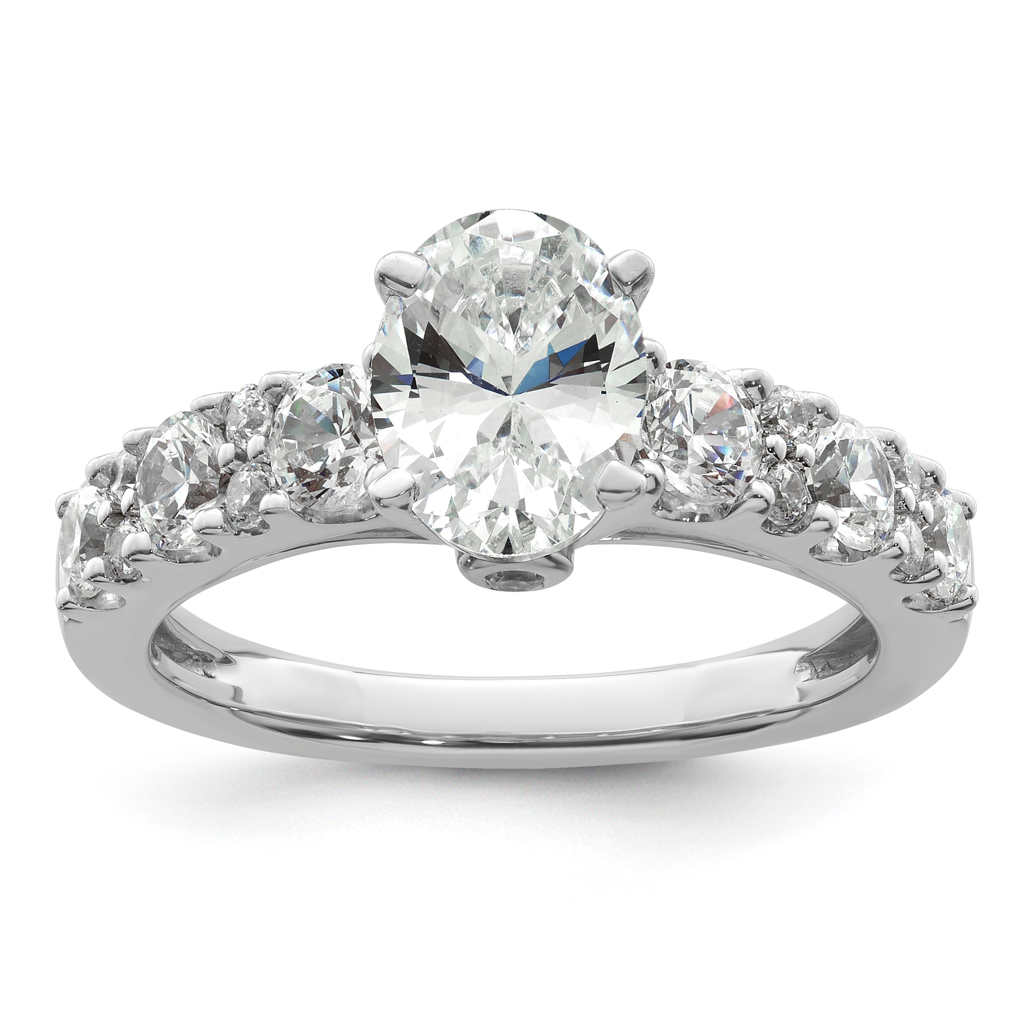 14k White Gold 2 1/4 carat Lab Grown Diamond VS/SI+ G+ Oval Complete Engagement Ring