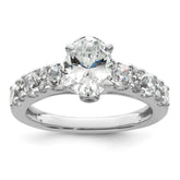 14k White Gold 2 1/4 carat Lab Grown Diamond VS/SI+ G+ Oval Complete Engagement Ring