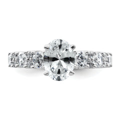 14k White Gold 1 carat Lab Grown Diamond VS/SI+ G+ 1 1/4 carat Oval Center Semi Mount Engagement Ring