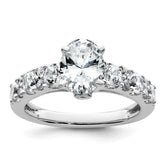 14k White Gold 1 carat Lab Grown Diamond VS/SI+ G+ 1 1/4 carat Oval Center Semi Mount Engagement Ring
