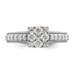 14k White Gold 1 carat Lab Grown Diamond VS/SI+ G+ Complete Cluster Engagement Ring