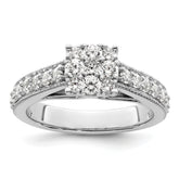14k White Gold 1 carat Lab Grown Diamond VS/SI+ G+ Complete Cluster Engagement Ring