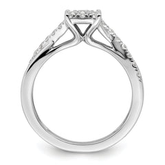 14k White Gold 1/2 carat Lab Grown Diamond VS/SI+ G+ Complete Cluster Engagement Ring