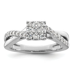 14k White Gold 1/2 carat Lab Grown Diamond VS/SI+ G+ Complete Cluster Engagement Ring