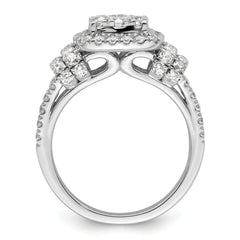 14k White Gold 1 1/2 carat Lab Grown Diamond VS/SI+ G+ Complete Cluster Engagement Ring