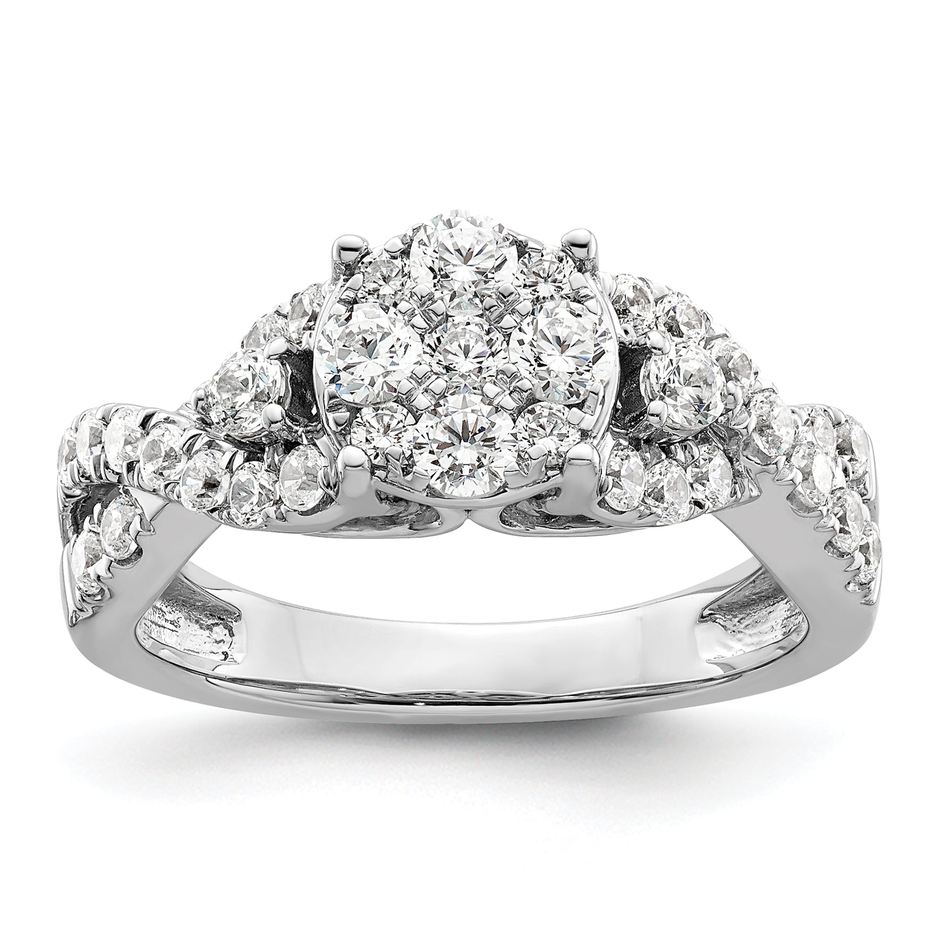 14K White Gold Lab Grown Diamond VS/SI+ G+ Cluster Ring