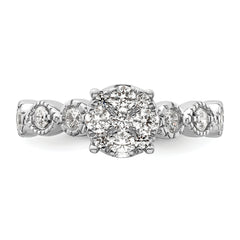 14k White Gold 3/4 carat Lab Grown Diamond VS/SI+ G+ Complete Cluster Engagement Ring