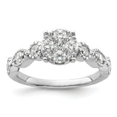 14k White Gold 3/4 carat Lab Grown Diamond VS/SI+ G+ Complete Cluster Engagement Ring