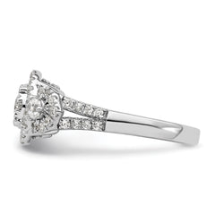 14k White Gold 1 carat Lab Grown Diamond VS/SI+ G+ Complete Cluster Engagement Ring