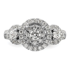 14k White Gold 1 carat Lab Grown Diamond VS/SI+ G+ Complete Cluster Engagement Ring