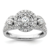 14k White Gold 1 carat Lab Grown Diamond VS/SI+ G+ Complete Cluster Engagement Ring