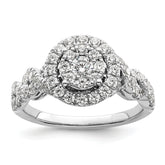 14k White Gold 1 carat Lab Grown Diamond VS/SI+ G+ Complete Cluster Engagement Ring