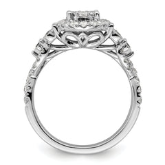 14k White Gold 1 carat Lab Grown Diamond VS/SI+ G+ Complete Cluster Engagement Ring