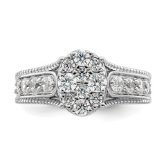 14k White Gold 1 carat Lab Grown Diamond VS/SI+ G+ Complete Cluster Engagement Ring