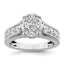 14k White Gold 1 carat Lab Grown Diamond VS/SI+ G+ Complete Cluster Engagement Ring