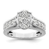 14k White Gold 1 carat Lab Grown Diamond VS/SI+ G+ Complete Cluster Engagement Ring