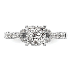 14k White Gold 3/4 carat Lab Grown Diamond VS/SI+ G+ Complete Cluster Engagement Ring