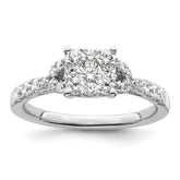 14k White Gold 3/4 carat Lab Grown Diamond VS/SI+ G+ Complete Cluster Engagement Ring