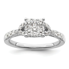14k White Gold 3/4 carat Lab Grown Diamond VS/SI+ G+ Complete Cluster Engagement Ring