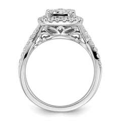 14k White Gold 1 carat Lab Grown Diamond VS/SI+ G+ Complete Cluster Engagement Ring