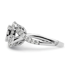 14k White Gold 1 carat Lab Grown Diamond VS/SI+ G+ Complete Cluster Engagement Ring