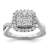 14k White Gold 1 carat Lab Grown Diamond VS/SI+ G+ Complete Cluster Engagement Ring