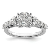 14k White Gold 1 carat Lab Grown Diamond VS/SI+ G+ Complete Cluster Engagement Ring