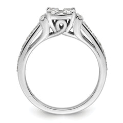 14k White Gold 3/4 carat Lab Grown Diamond VS/SI+ G+ Complete Cluster Engagement Ring