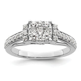 14k White Gold 3/4 carat Lab Grown Diamond VS/SI+ G+ Complete Cluster Engagement Ring