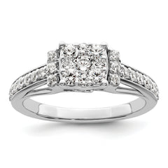 14k White Gold 3/4 carat Lab Grown Diamond VS/SI+ G+ Complete Cluster Engagement Ring