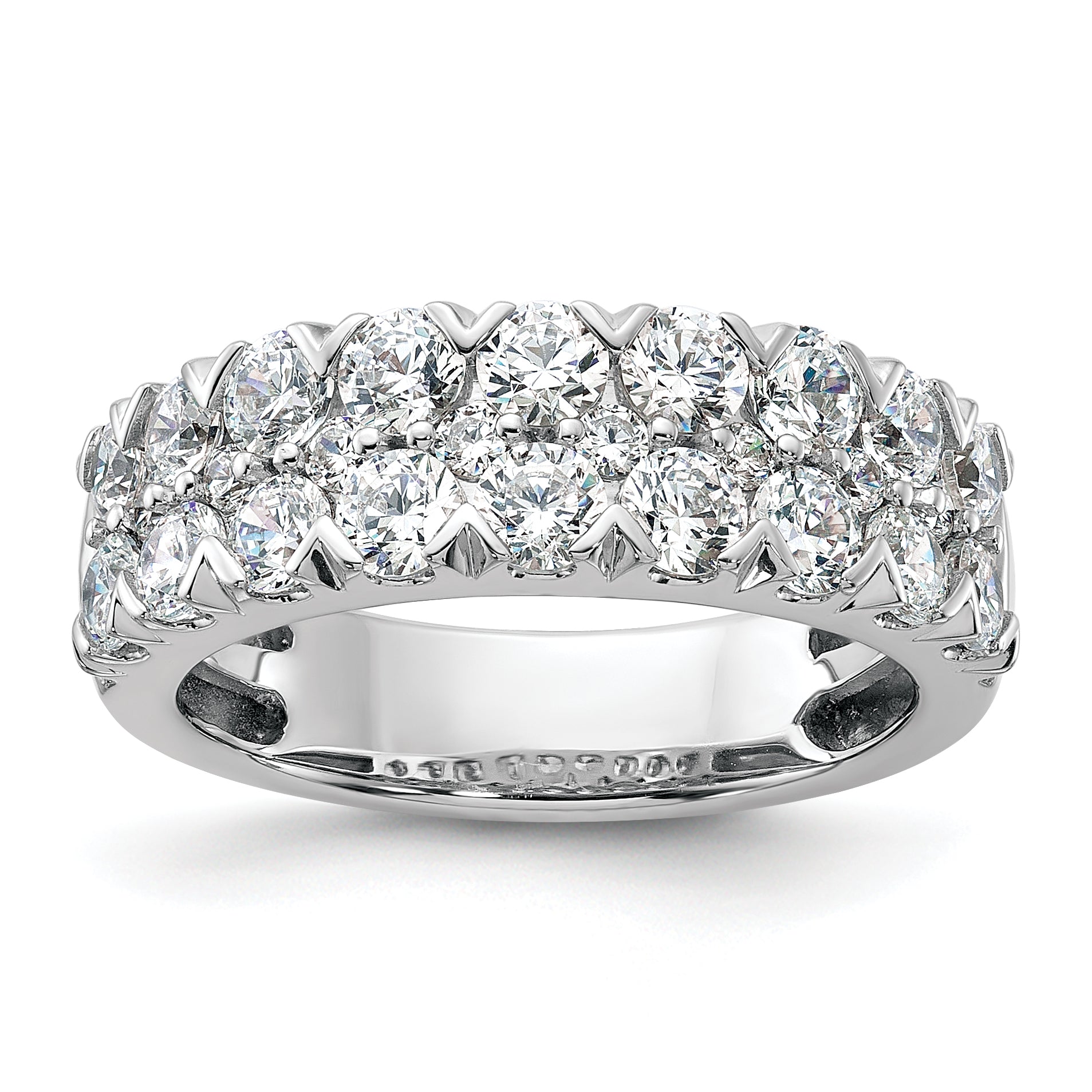 14k White Gold 2 carat Lab Grown Diamond VS/SI+ G+ Complete Double Row Fashion Band