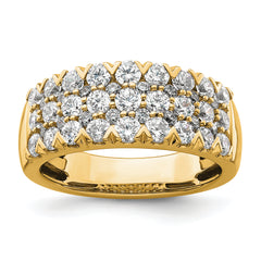 14k 1 1/2 carat Lab Grown Diamond VS/SI+ G+ Complete Triple Row Fashion Band