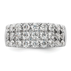 14k White Gold 2 carat Lab Grown Diamond VS/SI+ G+ Complete Triple Row Fashion Band