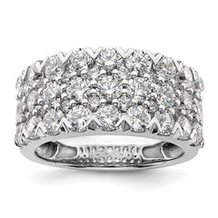 14k White Gold 3 carat Lab Grown Diamond VS/SI+ G+ Complete Triple Row Fashion Band