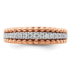 14k Two-tone Rose and White Gold 1/4 carat Lab Grown Diamond VS/SI+ G+ Complete Band