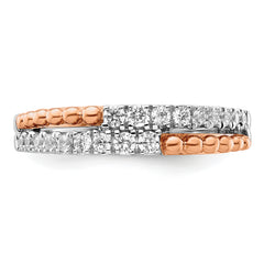 14k Two-tone Rose and White Gold 1/3 carat Lab Grown Diamond VS/SI+ G+ Complete Band
