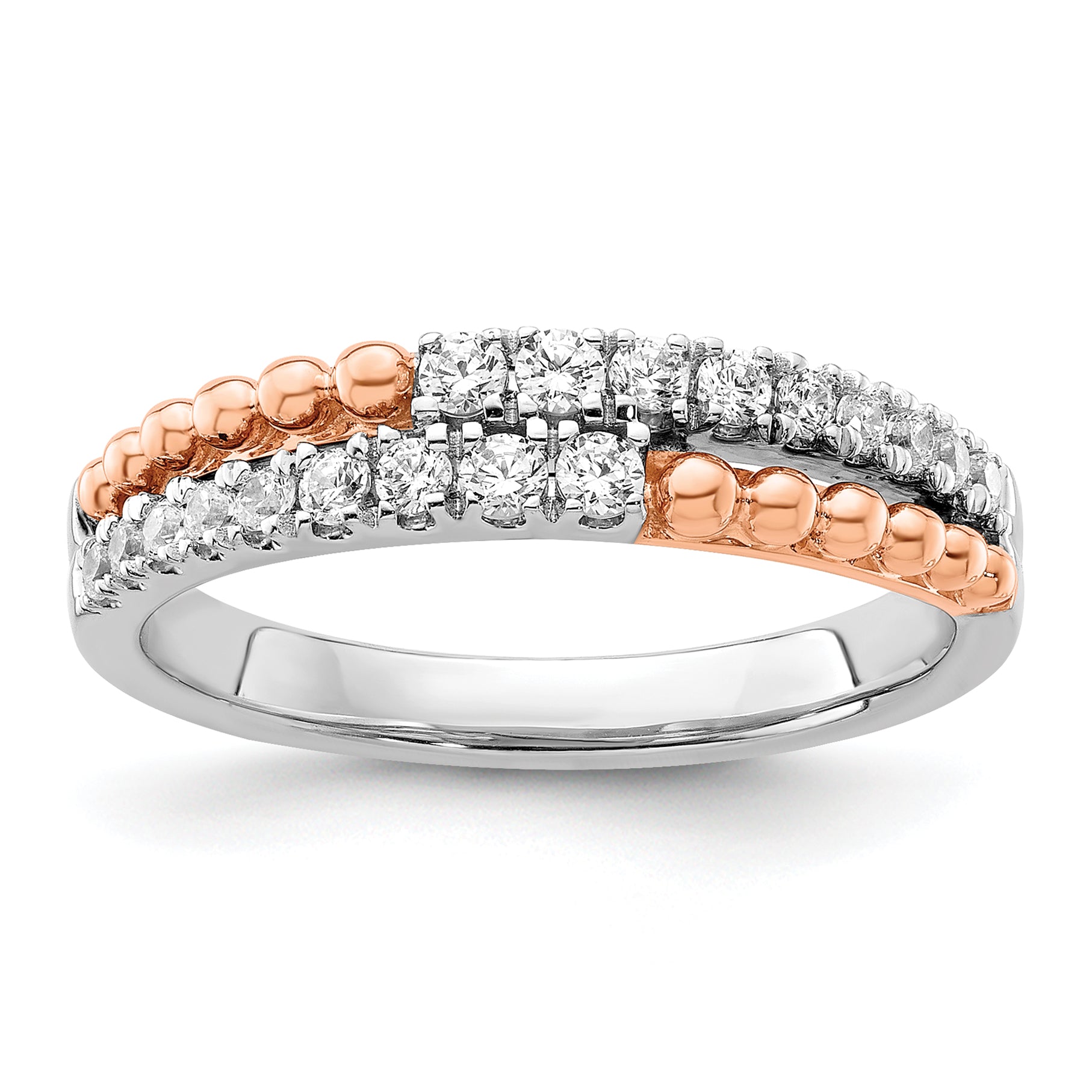 14k Two-tone Rose and White Gold 1/3 carat Lab Grown Diamond VS/SI+ G+ Complete Band
