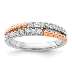14k Two-tone Rose and White Gold 1/3 carat Lab Grown Diamond VS/SI+ G+ Complete Band