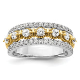 14k Two-tone 7/8 carat Lab Grown Diamond VS/SI+ G+ Complete Band