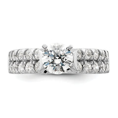 14k White Gold 1 1/10 carat Lab Grown Diamond VS/SI+ G+ 1 carat Center Round Semi Mount Shared Prong Engagement Ring