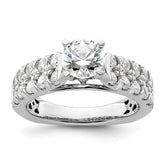 14k White Gold 1 1/10 carat Lab Grown Diamond VS/SI+ G+ 1 carat Center Round Semi Mount Shared Prong Engagement Ring